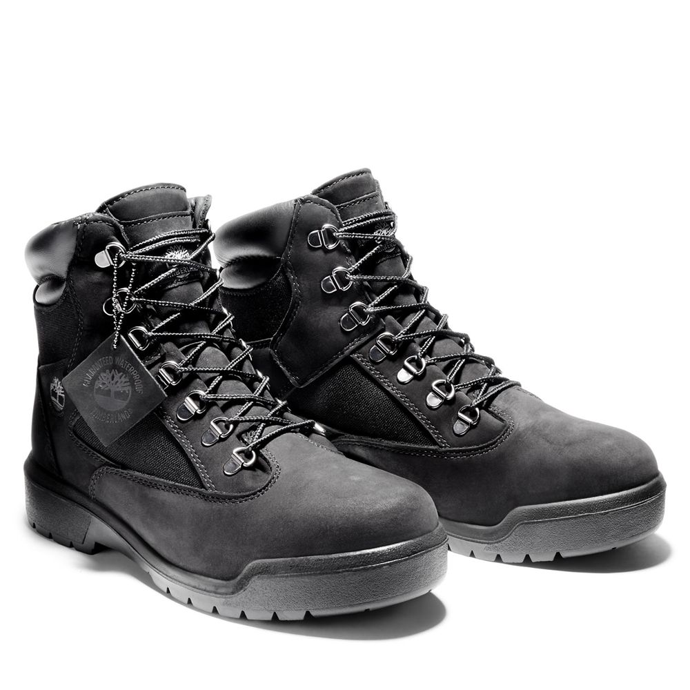 Timberland 6-Inch Μποτακια Ανδρικα Μαυρα - Waterproof Field - Greece 7906253-WX